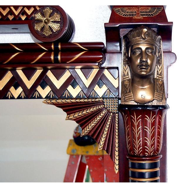 6932 Carved Egyptian Revival Over Mantel Mirror