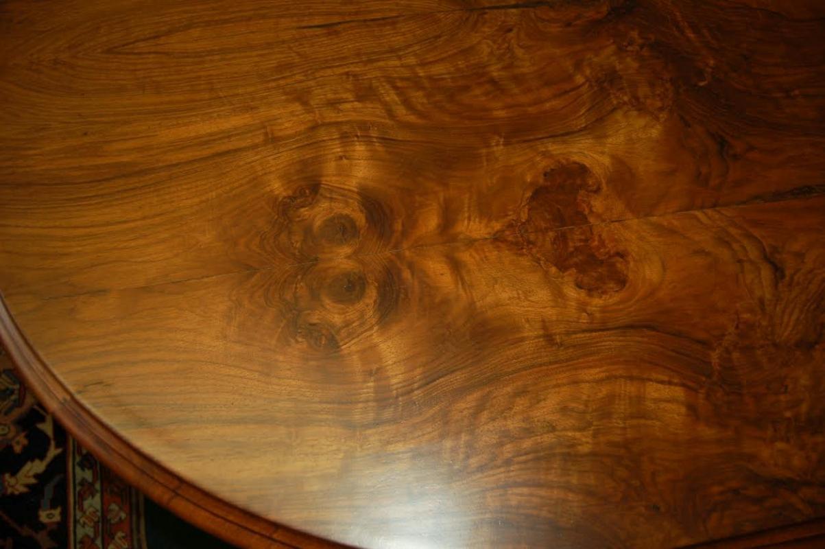 11.4562 Burled Walnut Rectangular Table with Curved Edges
