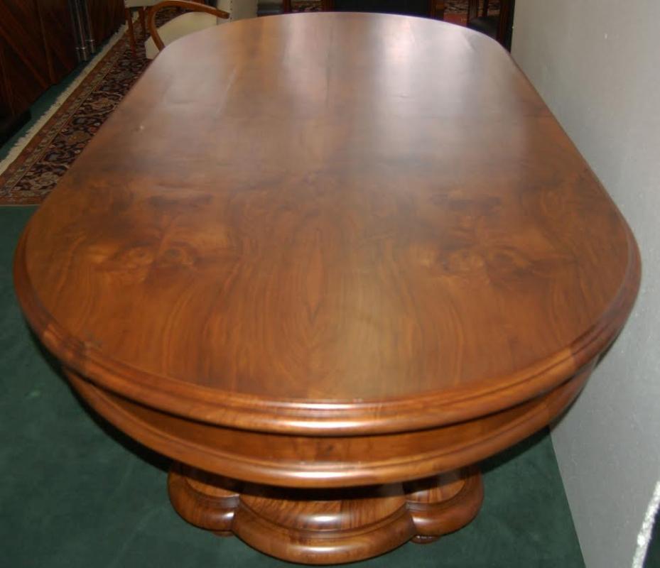 11.4562 Burled Walnut Rectangular Table with Curved Edges