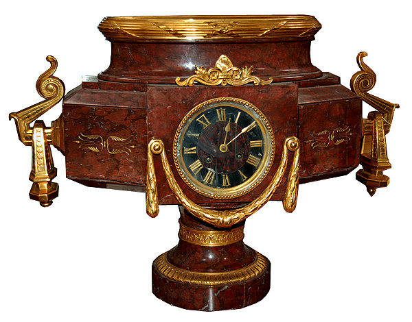 6644 French Empire Marble and Bronze Clock