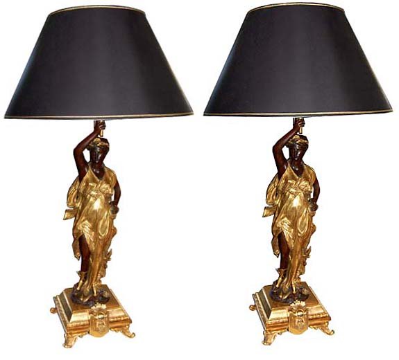 56.6654 Pair of Figural Bronze Lamps