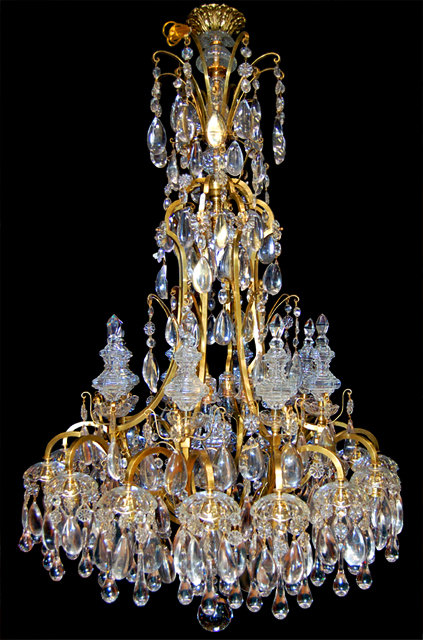 57.6678 19th C. Bronze and Crystal Chandelier