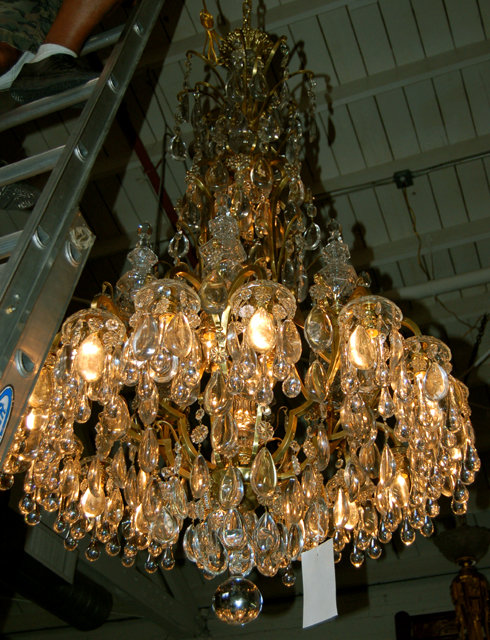 57.6678 19th C. Bronze and Crystal Chandelier