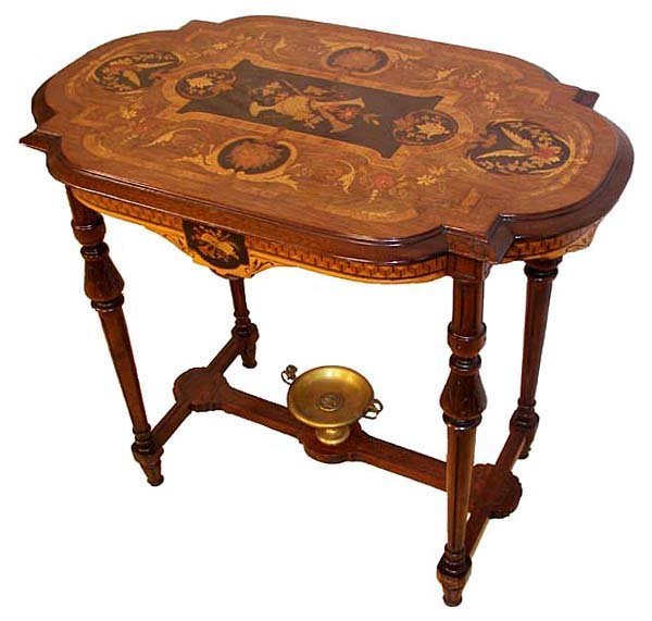 17.6684 19th C. Mid-Sized Inlaid American Victorian Center Table