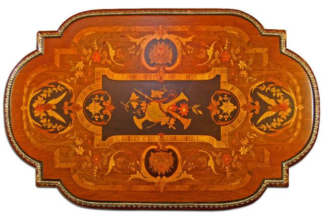 17.6684 19th C. Mid-Sized Inlaid American Victorian Center Table