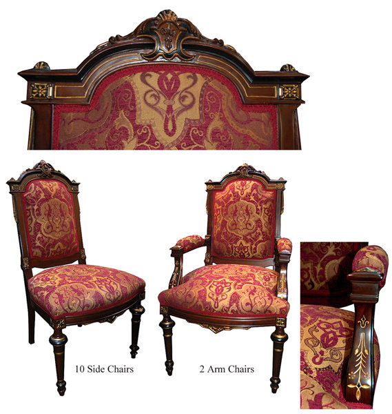42.5424 13-Pc. Walnut Renaissance Revival Dining Set c. 1880