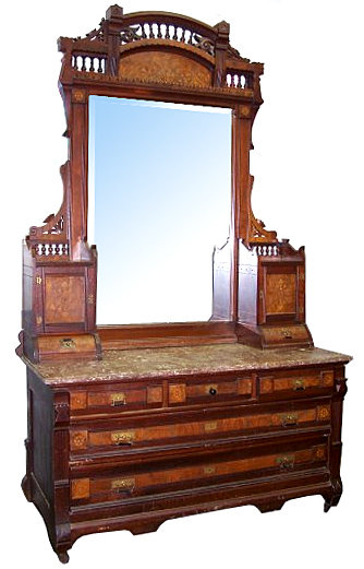 50.6724 American Eastlake Inlaid Bedset by Berkey & Gay