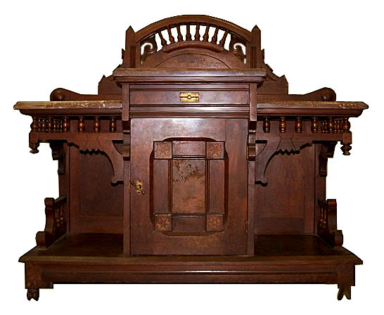 50.6724 American Eastlake Inlaid Bedset by Berkey & Gay