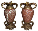 83.6636 Pair of Marble and Bronze Urns.
