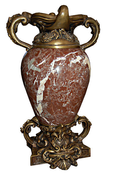 83.6636 Pair of Marble and Bronze Urns.
