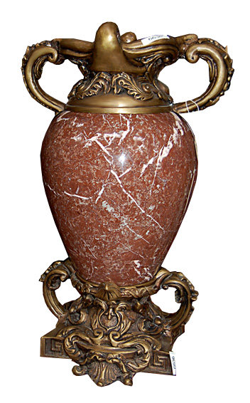 83.6636 Pair of Marble and Bronze Urns.