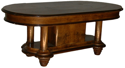 11.4562 Burled Walnut Rectangular Table with Curved Edges