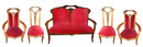 37.6768 French Art Nouveau 5 Pc Salon Parlor Set