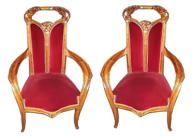 37.6768 French Art Nouveau 5 Pc Salon Parlor Set