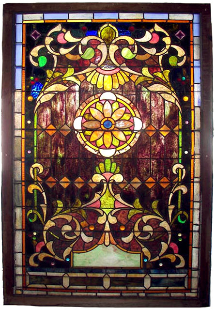 74.6762 19th C. American Stained Glass Landing Window