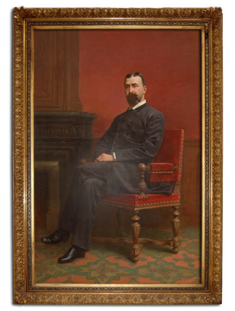 77.6773 Life-Sized Portrait of Distinguished Gentleman in Gilt Frame