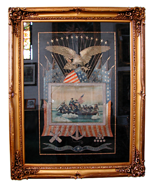 77.5314 American Framed Silk Embroidery of Washington Crossing the Delaware