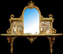 6783 Vintage Onyx and Brass Mirrored Wall Shelf