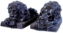 68.9181 Pair of Cast Life Size Bronze Lions.