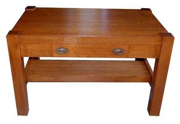 11.4847 Oak Mission Table with Center Drawer c. 1910