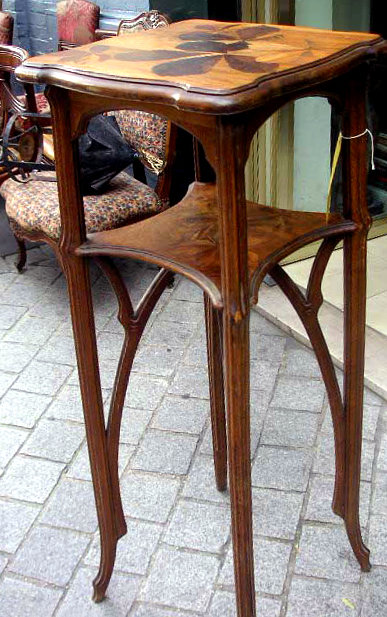 6813 Signed Gallé Inlaid Pedestal