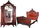 6924 Two-Piece Carved Walnut French Rococo Bedroom Set