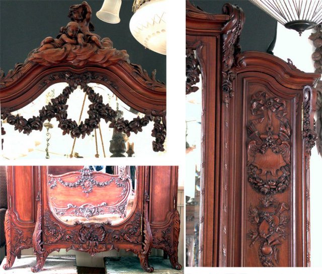 6924 Two-Piece Carved Walnut French Rococo Bedroom Set