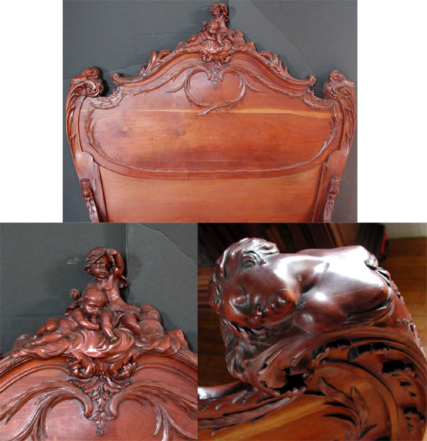 6924 Two-Piece Carved Walnut French Rococo Bedroom Set