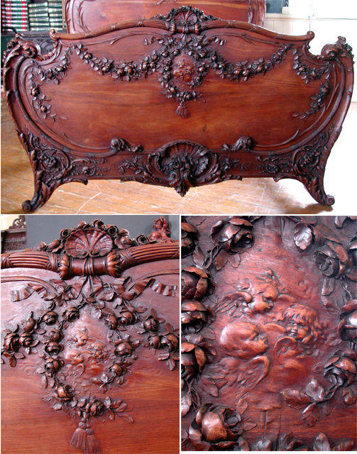 6924 Two-Piece Carved Walnut French Rococo Bedroom Set