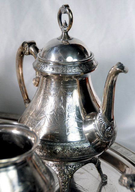 4536 Antique 7-Piece Victorian Silver Plate Tea Set