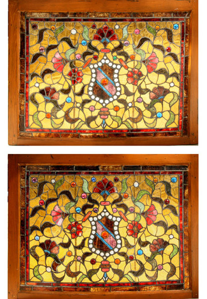 6934 Pair of American Victorian Stained Glass