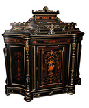 28.1397 American Victorian Cabinet w/Highly Detailed Inlay & Bronze Capitals