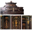 28.1397 American Victorian Cabinet w/Highly Detailed Inlay & Bronze Capitals