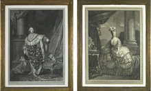 6943 Pair Intricately Detailed Portraits of Louis XVI and Marie Antoinette