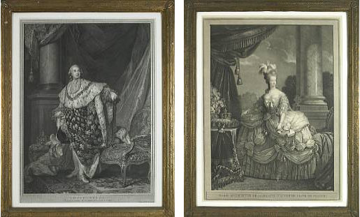 6943 Pair Intricately Detailed Portraits of Louis XVI and Marie Antoinette