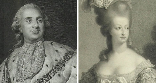 6943 Pair Intricately Detailed Portraits of Louis XVI and Marie Antoinette