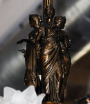 7014 Pair of Figural Gas Bronze Chandeliers