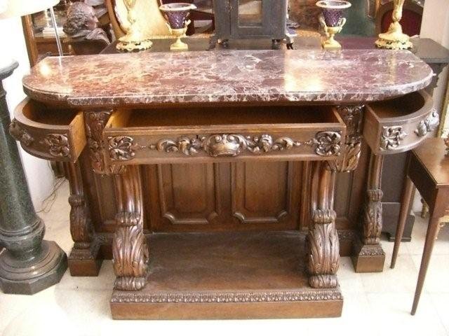 Carved Console with Marble Top