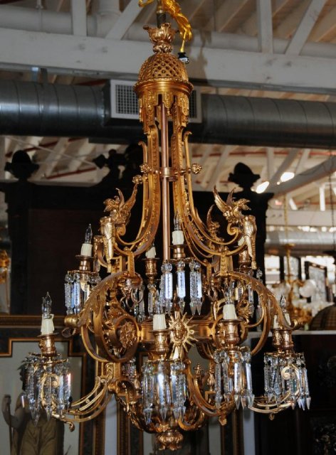 6997 Gilt Bronze Griffin Chandelier