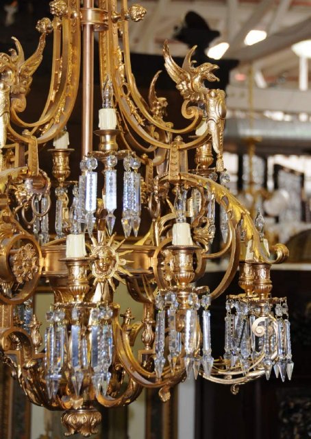 6997 Gilt Bronze Griffin Chandelier