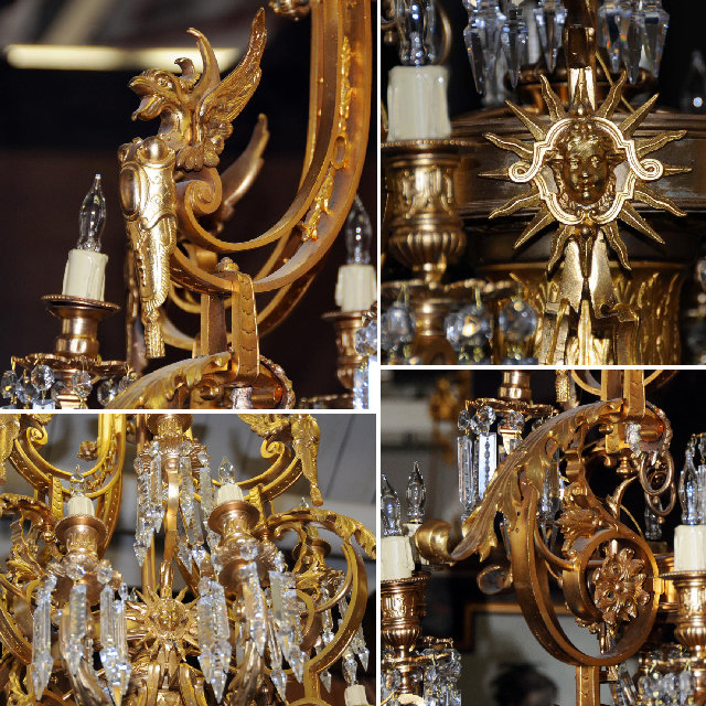 6997 Gilt Bronze Griffin Chandelier