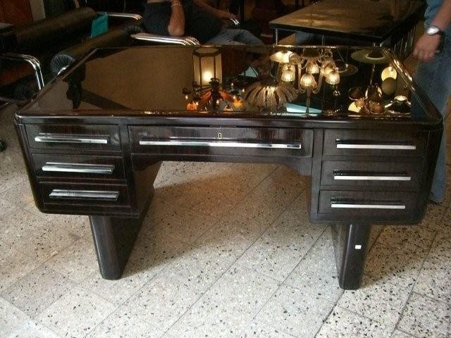 7018 Black & Chrome Double Pedestal Desk