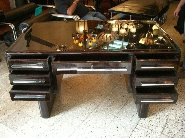 7018 Black & Chrome Double Pedestal Desk