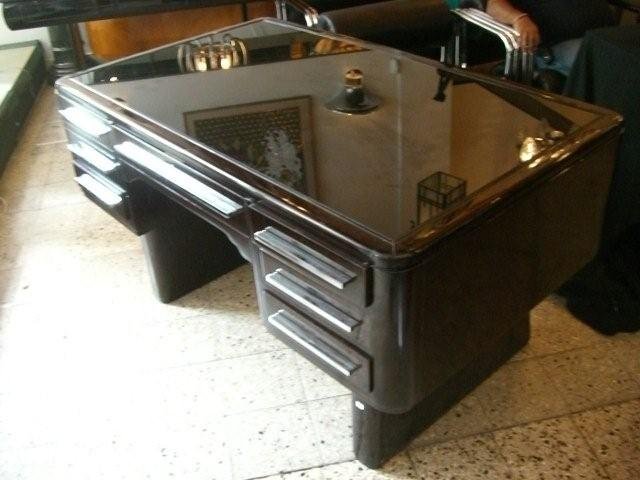 7018 Black & Chrome Double Pedestal Desk