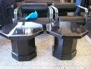 7019 Pair of Black Octaganal Side Tables