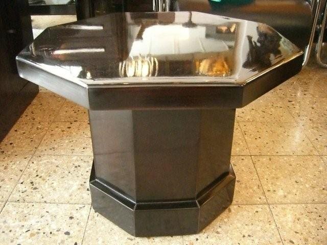 7019 Pair of Black Octaganal Side Tables