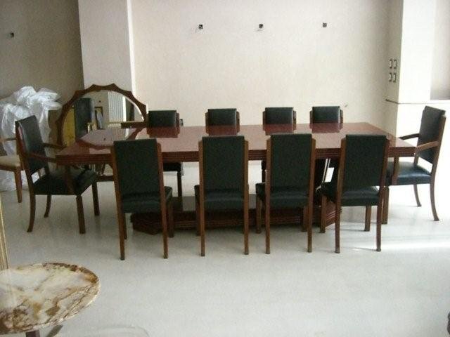 7025 10 Leather Chairs & Art Deco Table