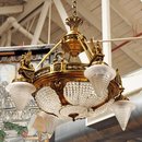 7030 Empire Gilt Chandelier with Winged Lady Sphinxes