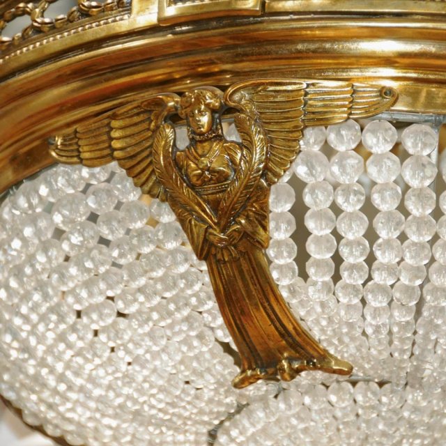 7030 Empire Gilt Chandelier with Winged Lady Sphinxes