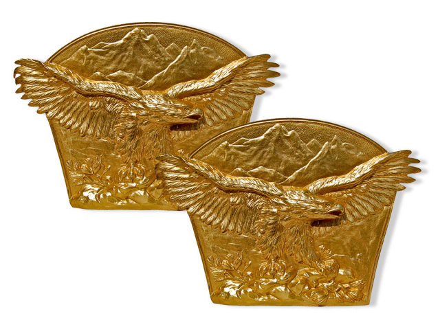 82.7039 Pair of Antique Gilt Bronze Eagle Bookends